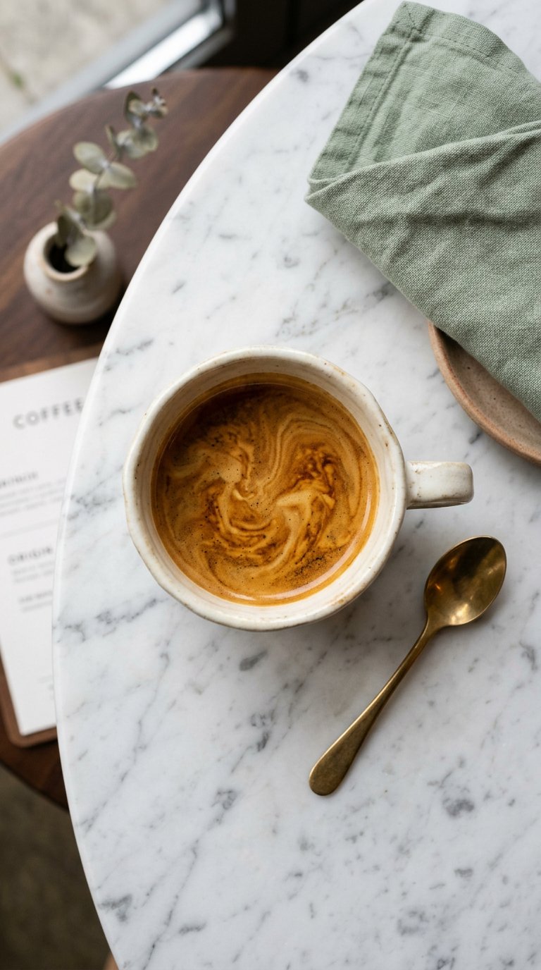 Espresso mermer üzerinde